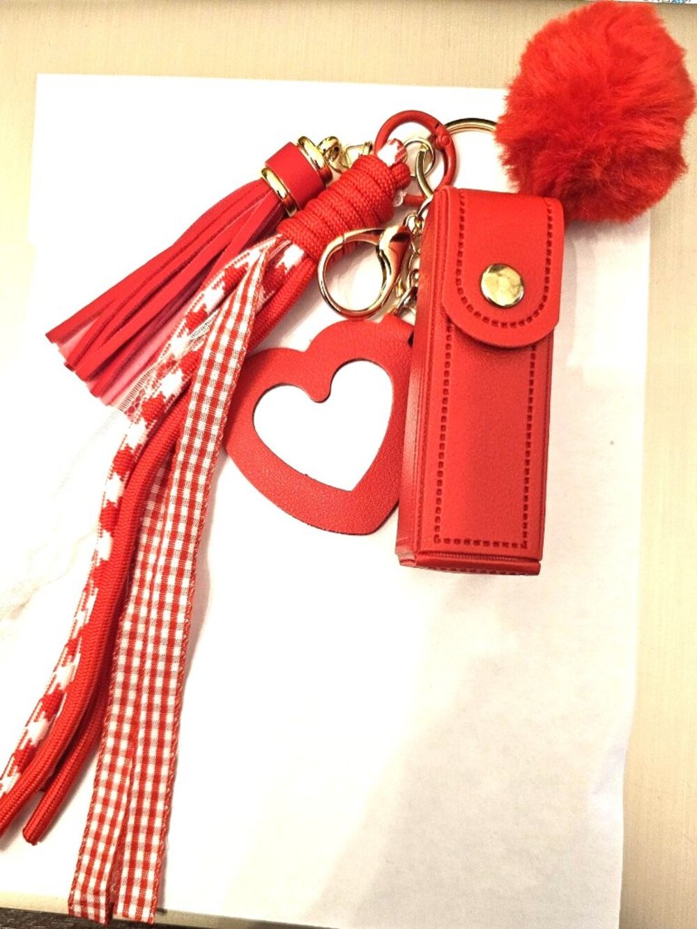 Lipstick Case Charm, Cute Mirror Bag Charm, Purse Accessory, Handmade Keychain C